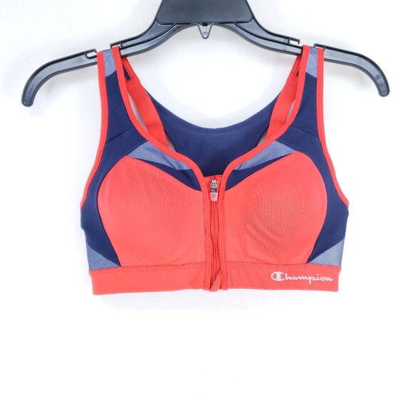 Champion Sports Bra Size 34B Red Blue Racerback Full Support High/Medium Impact - Picture 1 of 7